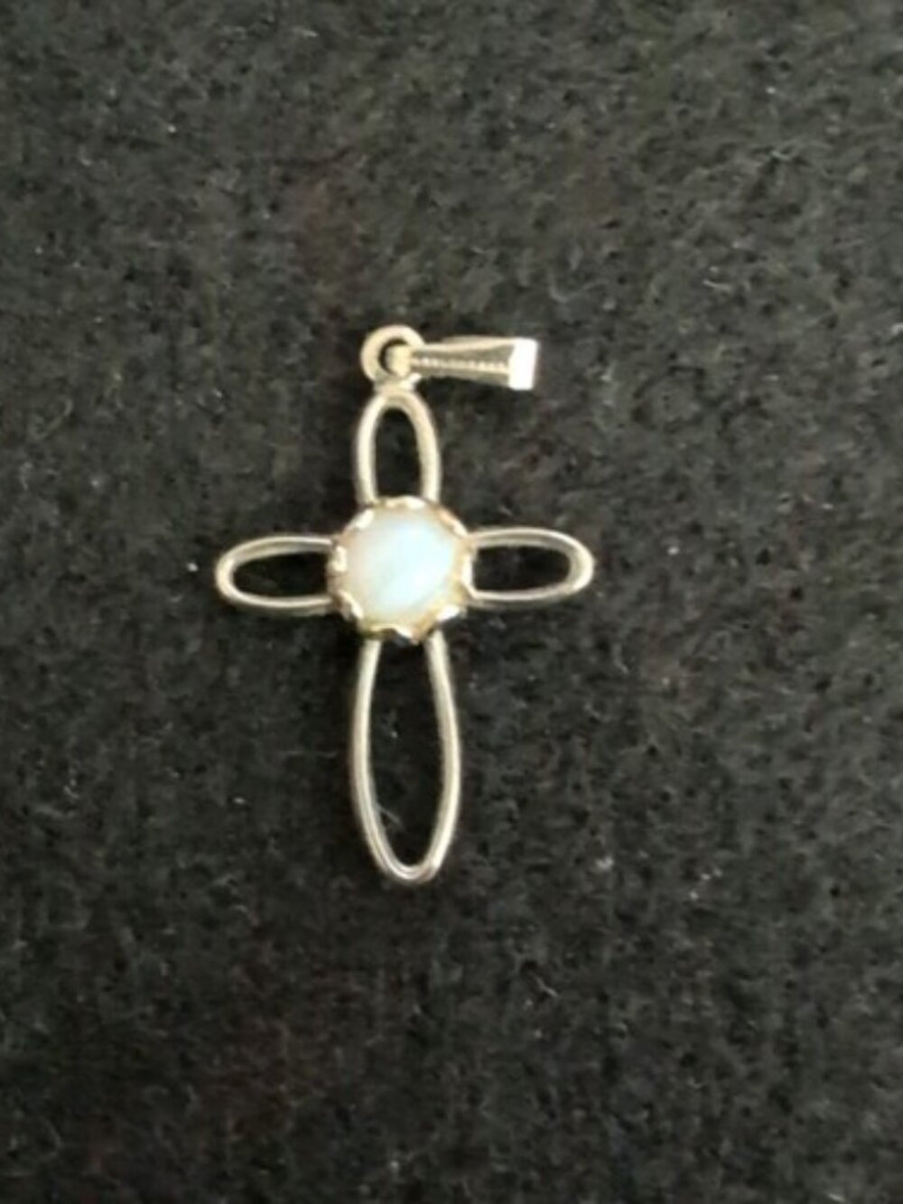 Vintage Silver Cross Light Blue Purple Stone